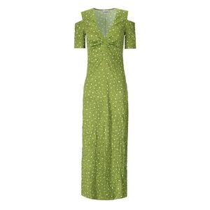 New Ganni Green Long Polka Dot Dress Woman size 36 US 6 Small